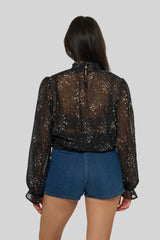 Celestial Print Sheer Chiffon Top
