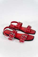 Grommet Strap Leather Sandals
