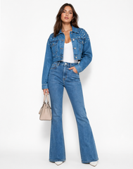 Cropped Rhinestone Denim Jacket