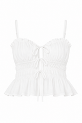 Smocked Poplin Peplum Cami Top