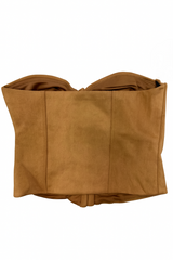 Faux Suede Strapless Bustier Top