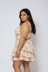 Plus Size Floral Ruffled Mini Dress