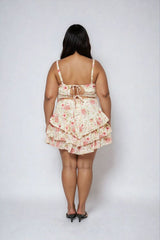 Plus Size Floral Ruffled Mini Dress