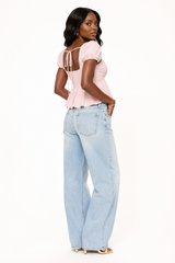 Satin Puff-Sleeve Peplum Crop Top