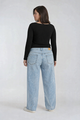 Plus Size Distressed Wide-Leg Jeans