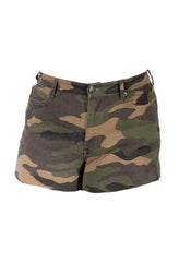Plus Size Camo Frayed-Hem Denim Shorts