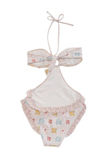 Floral Halter One-Piece Swimsuit