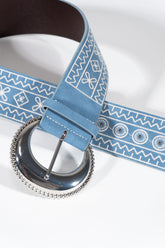 Embroidered Faux Leather Belt