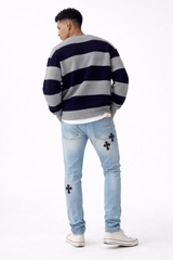 Cross Embroidered Skinny Jeans