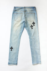 Cross Embroidered Skinny Jeans