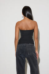 Rhinestone-Studded Split-Hem Tube Top