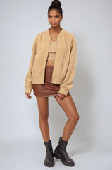 Boucle Zip-Front Bomber Jacket