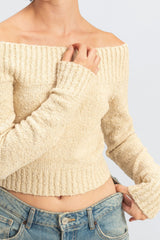 Cropped Off-The-Shoulder Sweater
