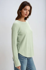 Waffle Knit Long-Sleeve Top
