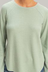 Waffle Knit Long-Sleeve Top