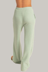 Waffle Knit Wide-Leg Pants