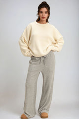 Waffle Knit Wide-Leg Pants