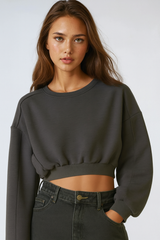 Exposed-Seam Cropped Pullover