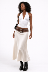 Satin A-Line Maxi Skirt