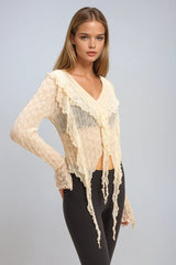 Textured Ruffled Lace Top