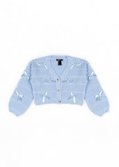 Ribbon Bow Cropped Cardigan Sweater