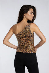 Sequin One-Shoulder Top