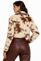 Faux Fur Cow Print Jacket
