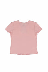 Ribbed Lettuce-Edge Henley Tee