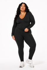 Plus Size Seamless Long-Sleeve Top & Leggings Set