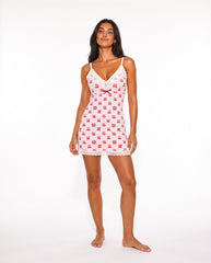 Lace Trim Printed Slip Dress