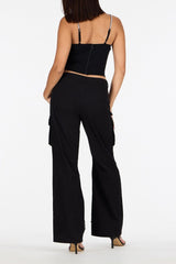 Crepe Rhinestone-Strap Bustier Top