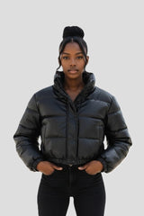 Faux Leather Puffer Jacket