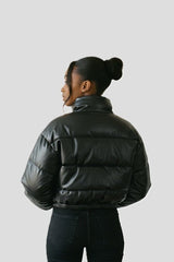 Faux Leather Puffer Jacket