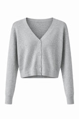 Cropped Knit Button-Front Cardigan