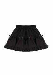 Tiered Ruffle Lace-Trim Mini Skirt