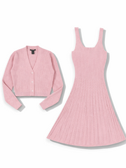 Cable Knit Cardigan Sweater & Mini Dress Set