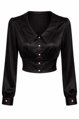 Satin Tie Back Cropped Blouse