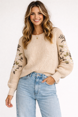 Floral Embroidered Knit Sweater