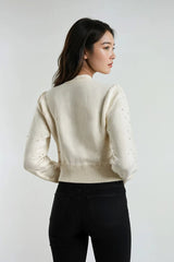 Floral Appliqué Faux Pearl Sweater