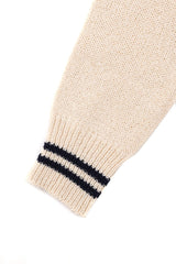 Contrast-Trim Collared Knit Sweater