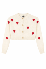 Heart Print Cropped Cardigan