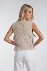 Sleeveless Side-Tie Crochet Knit Top