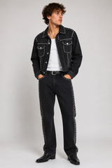 Studded Straight Leg Jeans