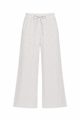 Striped Long Sleeve Shirt and Wide Leg Pants Set