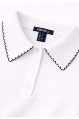 Scalloped Edge Short Sleeve Polo Shirt