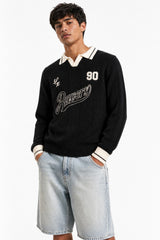 Graphic Long Sleeve Knit Polo