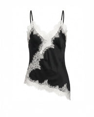 Asymmetrical Lace Trim Satin Cami Top