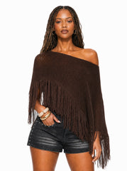 Fringe Crochet Knit Poncho