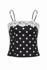 Polka Dot Lace Trim Cami Top