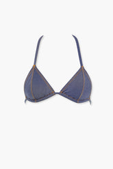 Denim Triangle Bikini Top